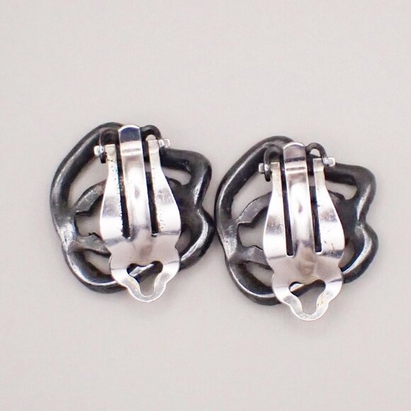 CHANEL Logo Camellia Motif Rhinestone Earrings 00A Silver France - Picture 12 of 16